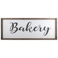 Urban Trends Collection Wood Rectangle Wall Art with Cursive Writing Bakery  Metal Back Hooks Painted White 55115